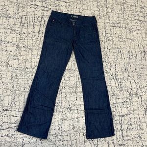 Hudson vintage dark wash, light-weight denim, boot cut, low rise